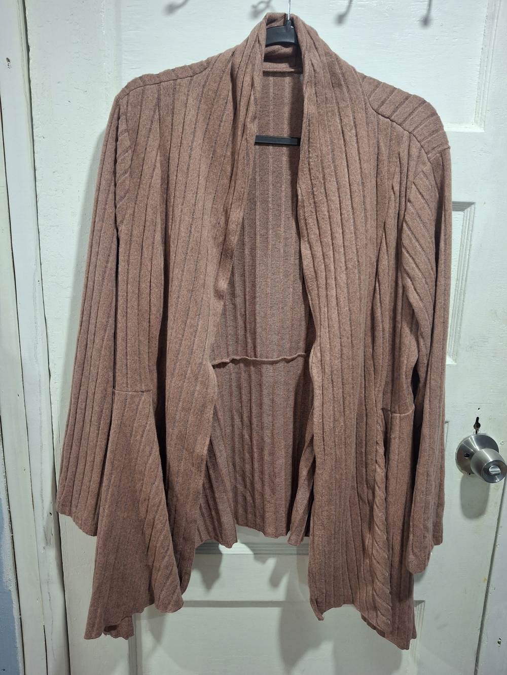 SHEIN Ribbed Open-Front Cardigan in Mauve